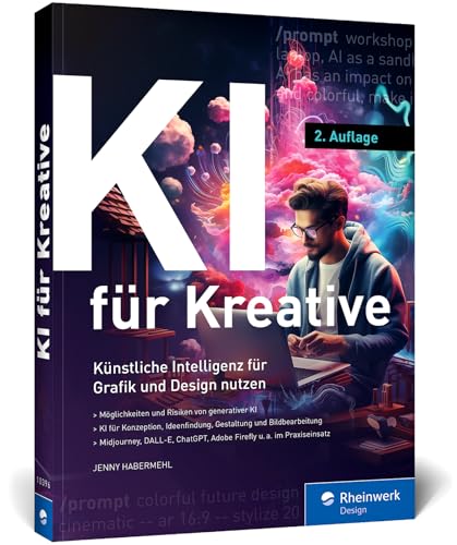 KI für Kreative: Künstliche Intelligenz für Grafik und Design. So binden Sie KI sinnvoll in den Designprozess ein. Mit vielen Praxisbeispielen von Rheinwerk Design