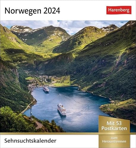 Norwegen Sehnsuchtskalender 2024. Urlaubsträume in einem Tischkalender im Postkartenformat. Jede Woche neue Eindrücke verpackt in einen Foto-Kalender. ... Postkarten (Sehnsuchtskalender von Harenberg) von Harenberg