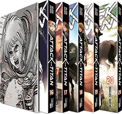 Attack on Titan, Bände 16-20 im Sammelschuber mit Extra: Fantasy-Action-Manga ab 16 Jahren über den Kampf gegen menschenfressende Titanen