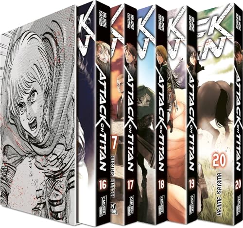 Attack on Titan, Bände 16-20 im Sammelschuber mit Extra: Fantasy-Action-Manga ab 16 Jahren über den Kampf gegen menschenfressende Titanen Attack on Titan, Bände 16-20 im Sammelschuber mit Extra: Fantasy-Action-Manga ab 16 Jahren über den Kampf gegen menschenfressende Titanen