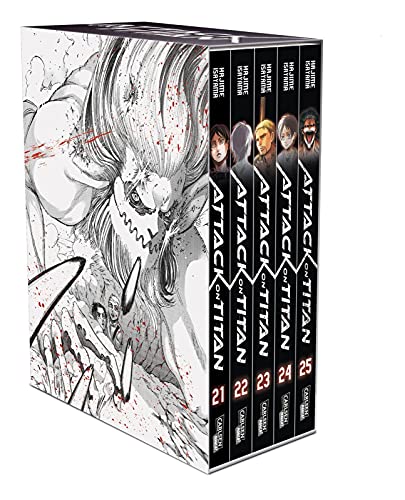 Attack on Titan Band 21-25 im Sammelschuber + 1 exklusives Postkartenset