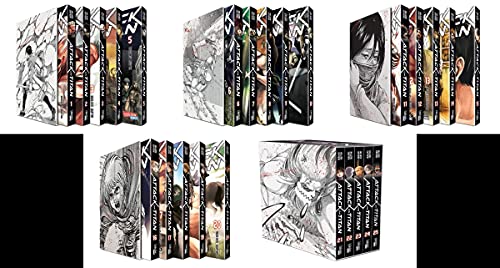 Attack on Titan die komplette Reihe in 5 Sammelschubern mit 25 Bänden + 1 exklusives Postkartenset