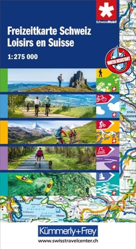 Kümmerly+Frey Wanderkarte Freizeitkarte Schweiz 1:275.000: Detaillierte Karte für spannende Wandertouren, Velotouren, Mountainbiketouren, Kanutouren und Skatingtouren! Wetterfest und matt laminiert