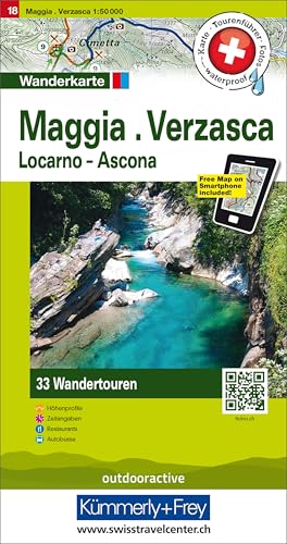 Maggia, Verzasca, Locarno-Ascona Tourenwanderkarte: Nr. 18, 33 Wandertouren, 1:50 000, mit kostenlosem Download für Smartphone Karten, Tourenführer, ... (Kümmerly+Frey Touren-Wanderkarten, Band 18)