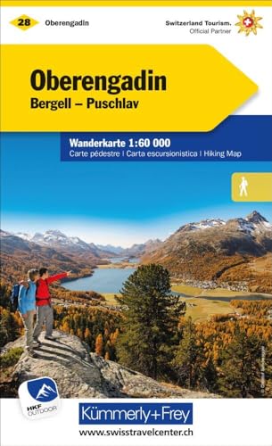 Oberengadin, Bergell, Puschlav: Nr. 28, Wanderkarte, Massstab 1:60000, waterproof, Freemap on Smartphone included (Kümmerly+Frey Wanderkarten): Water resistant, free Download mit HKF Outdoor App von Kmmerly und Frey