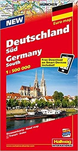 Hallwag Straßenkarten, Deutschland, Süd. 1:500.000