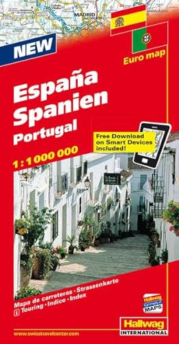 Hallwag Straßenkarten, Spanien, Portugal: Mit Orts- und Namenverzeichnis und Distoguide, BeeTagg (Hallwag Strassenkarten) von Hallwag Verlag
