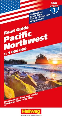 Hallwag Strassenkarte USA, Pacific Northwest 1:1 Mio.: Mit Yellowstone, Grand Teton, Seattle, Crater Lake und Oregon Coast. Inkl. Stadtpläne, Ortsverzeichnis und Reiseinformationen