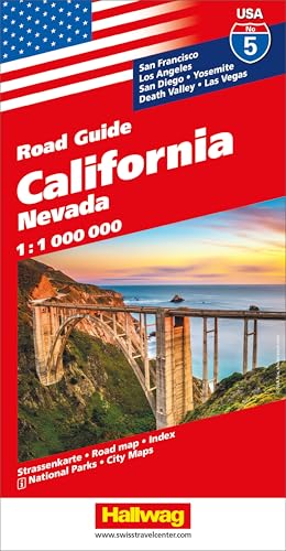 Hallwag Strassenkarte USA, California 1:1 Mio.: Mit San Francisco, Los Angeles, San Diego, Yosemite, Death Valley, Las Vegas. Inkl. Stadtpläne, Ortsverzeichnis und Reiseinformationen von Hallwag