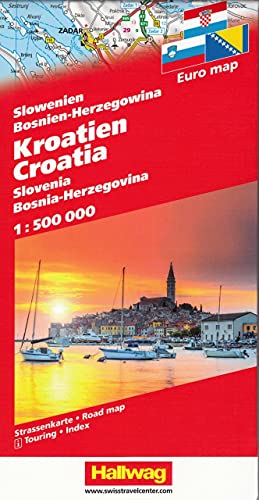 Kroatien / Slowenien / Bosnien-Herzegowina 1 : 500 000: Straßenkarte mit Index. (Road Map): Touring, Index (Hallwag Strassenkarten)