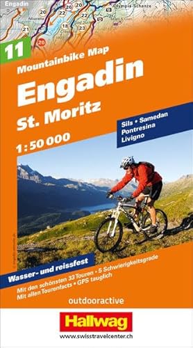 MTB-Karte 11 Engadin - St. Moritz 1:50.000: Mountainbike Map: Mit den schönsten 33 Touren, 5 Schwierigkeitsgrade, mit allen Tourenfacts, GPS tauglich (Hallwag Mountainbike-Karten, Band 11) von Hallwag Karten Verlag