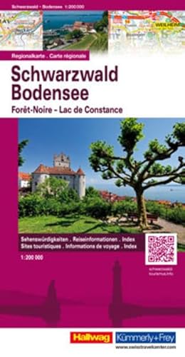 Regionalkarte Schwarzwald - Bodensee 1:200 000 / Sehenswürdigkeiten, Reiseinformationen, Index (Hallwag Regionalkarten)