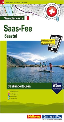 Kümmerly+Frey Wandertourenkarte 14 Saas-Fee 1:50.000: Inkl. Saast-Tal. Mit 33 Tourenvorschlägen, Wetterfest inkl. Höhenprofil & Zeitangabe pro Tour (Kümmerly+Frey Touren-Wanderkarten, Band 14)