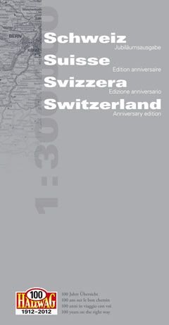 Schweiz Silber-Karte mit Prägung: 1:303 000: Strassenkarte