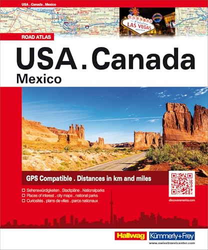 Hallwag Strassenatlas USA, Canada, Mexico: USA, Kanada, Mexico in übersichtlichen Karten mit Spiralbindung, Ortsverzeichnis, 4WD Tracks und Reiseinformationen. GPS tauglich (Hallwag Atlas) von Hallwag