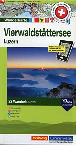Vierwaldstättersee: Nr. 11, Tourenwanderkarte mit 33 Wandertouren, 1:50 000, mit kostenlosem Download für Smartphone Karten, Tourenführer, Fotos, ... ... (Kümmerly+Frey Touren-Wanderkarten, Band 11)