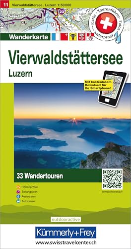 Vierwaldstättersee: Nr. 11, Tourenwanderkarte mit 33 Wandertouren, 1:50 000, mit kostenlosem Download für Smartphone Karten, Tourenführer, Fotos, ... ... (Kümmerly+Frey Touren-Wanderkarten, Band 11)