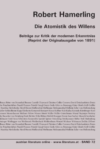 Die Atomistik des Willens: Beiträge zur Kritik der modernen Erkenntniss [Reprint der Originalausgabe von 1891]