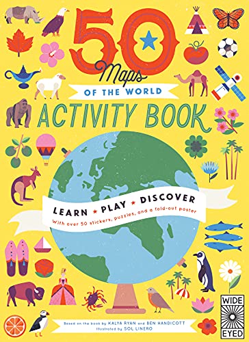 50 Maps of the World Activity Book: Learn - Play - Discover With over 50 stickers, puzzles, and a fold-out poster (11) (The 50 States, Band 11) von Wide Eyed Editions