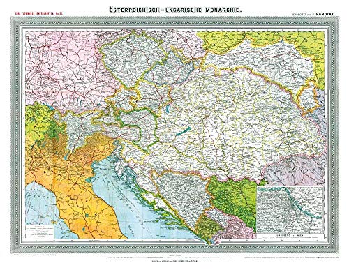 Historische Landkarte: ÖSTERREICHISCH-UNGARISCHE MONARCHIE, um 1908 [Plano-Reprint]: Carl Flemmings Generalkarten No. 22.