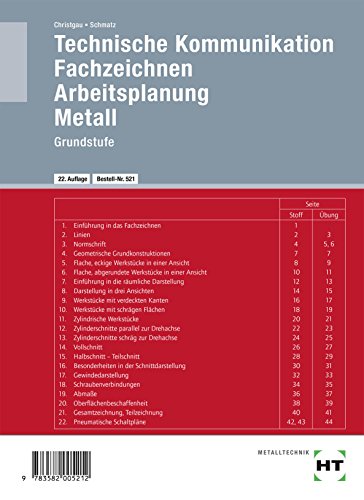 Technische Kommunikation, Fachzeichnen, Arbeitsplanung Metall, Grundstufe