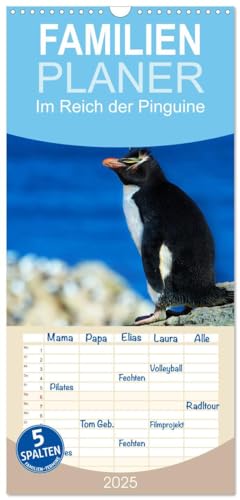 Familienplaner 2025 - Im Reich der Pinguine mit 5 Spalten (Wandkalender, 21 cm x 45 cm), CALVENDO