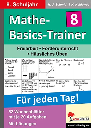 Mathe-Basics-Trainer 8. Schuljahr: Grundlagentraining für jeden Tag: Grundlagentraining für jeden Tag im 8. Schuljahr Mathe-Basics-Trainer 8. Schuljahr: Grundlagentraining für jeden Tag: Grundlagentraining für jeden Tag im 8. Schuljahr von Kohl Verlag