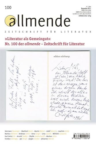 allmende 100: Zeitschrift für Literatur: "Literatur als Gemeingut"