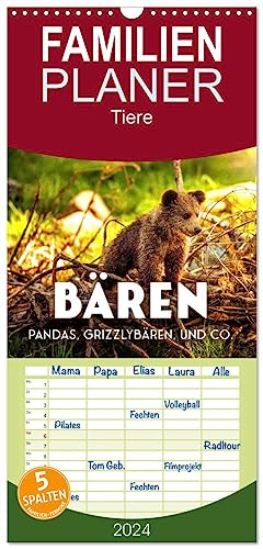 Familienplaner 2024 - Bären - Pandas, Grizzlybären und Co. mit 5 Spalten (Wandkalender, 21 cm x 45 cm) CALVENDO
