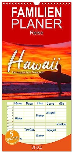 Familienplaner 2024 - Hawaii - Ein tropisches Paradies. mit 5 Spalten (Wandkalender, 21 cm x 45 cm) CALVENDO