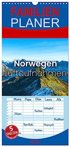 Familienplaner 2024 - Norwegen Luftaufnahmen mit 5 Spalten (Wandkalender, 21 cm x 45 cm) CALVENDO