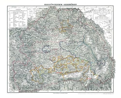 HISTORISCHE KARTE: Großherzogtum SIEBENBÜRGEN, 1853 (Plano) [mit Hermannstadt, Broos, Mühlbach, Reussmarkt, Mediasch, Schässburg, Reps, GrossSchenk, ... Ungarn - Land der Szekler - Land der Sachsen von Rockstuhl Verlag