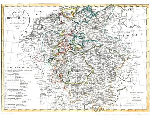 Historische Karte: DEUTSCHLAND 1818 (Plano): DEUTSCHLAND nach dem WIENER KONGRESS: DEUTSCHLAND nach dem WIENER KONGRESS - Nach der neusten Einteilung.