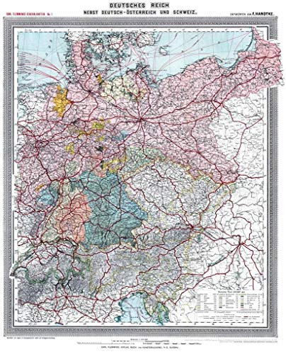 Historische Karte: Deutsches Reich - Deutschland, nebst Deutsch-Österreich und der Schweiz, um 1903 (plano): Deutsches Kaiserreich nebst ... Schweiz. ... Schweiz. Carl Flemmings Generalkarten No. 1. von Rockstuhl Verlag