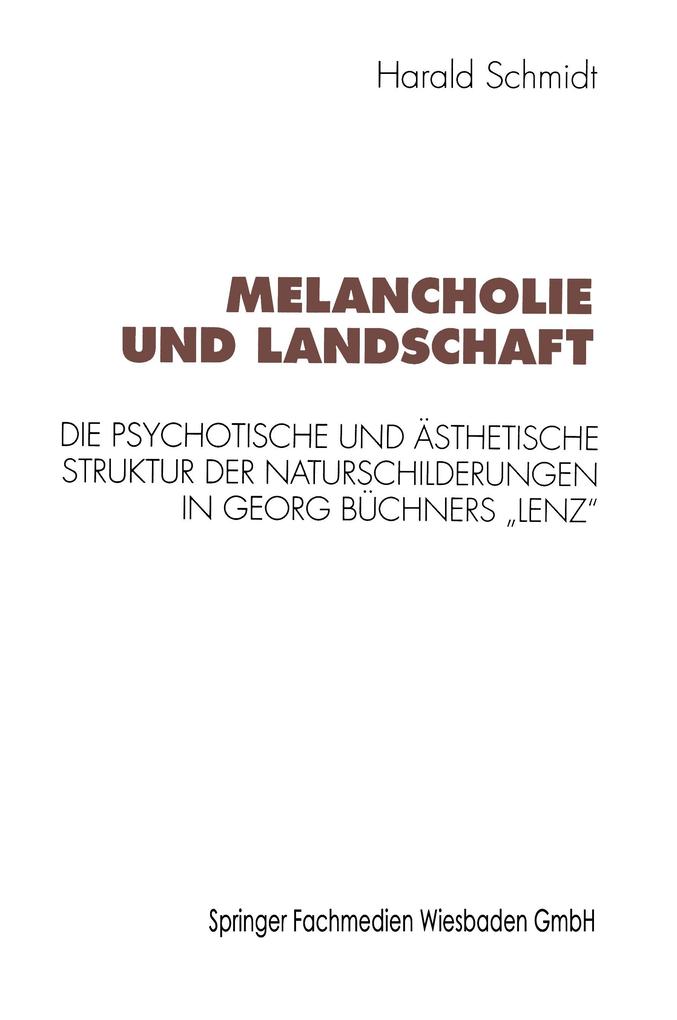 Melancholie und Landschaft von VS Verlag für Sozialwissenschaften