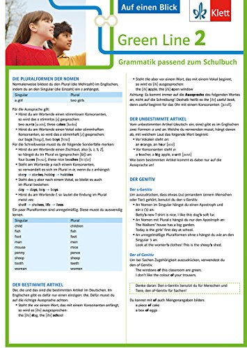 Klett Green Line 2 G8 Klasse 6 - Auf einen Blick: Grammatik passend zum Schulbuch: Grammatik passend zum Schulbuch - Klappkarte (6 Seiten) Klett Green Line 2 G8 Klasse 6 - Auf einen Blick: Grammatik passend zum Schulbuch: Grammatik passend zum Schulbuch - Klappkarte (6 Seiten)
