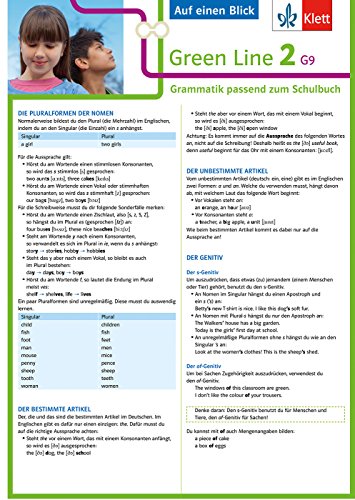 Klett Green Line 2 G9 Klasse 6 - Auf einen Blick: Grammatik passend zum Schulbuch: Grammatik passend zum Schulbuch - Klappkarte (6 Seiten) Klett Green Line 2 G9 Klasse 6 - Auf einen Blick: Grammatik passend zum Schulbuch: Grammatik passend zum Schulbuch - Klappkarte (6 Seiten)