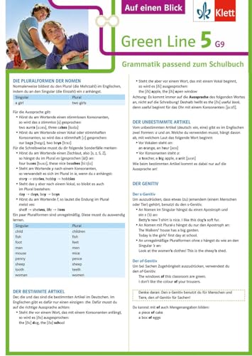 Klett Green Line 5 G9 Klasse 9 Auf einen Blick: Grammatik passend zum Schulbuch