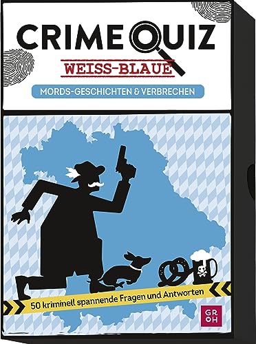 Crime Quiz - Weiß-blaue Mords-Geschichten und Verbrechen: 50 kriminell spannende Fragen und Antworten | True-Crime-Spiel mit 50 Quiz-Karten in stabiler Box (True Crime Rätsel-Box)