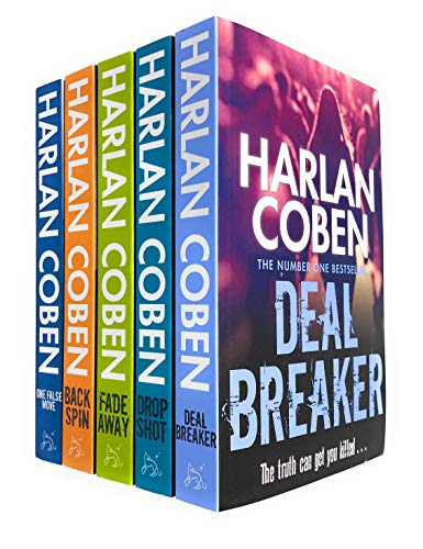 Myron Bolitar Series 5 Books Collection Set by Harlan Coben (Deal Breaker, Drop Shot, Fade Away, Back Spin & One False Move)