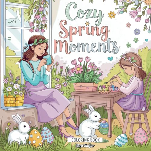 Cozy Spring Moments Coloring Book: Bold and Easy Designs for Adults, Kids and Teens including Inspiring Quotes (Bold and Easy Coloring Colection, Band 2) von Independently published