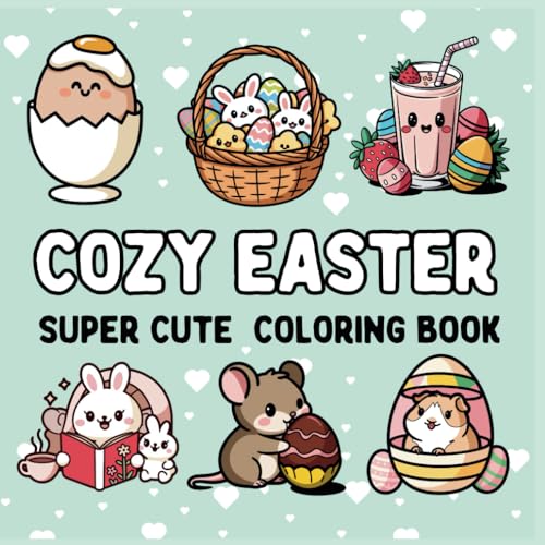 Cozy Easter Super Cute Coloring Book :55 Easter-inspired drawings: bold and easy for kids, and relaxing, anti-stress designs for adults. Perfect for everyone to enjoy the joy of Easter! von Independently published