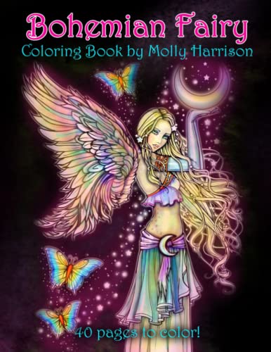 Bohemian Fairy Coloring Book by Molly Harrison: Beautiful hand drawn fairies, flowers, and celestial scenes von Independently published
