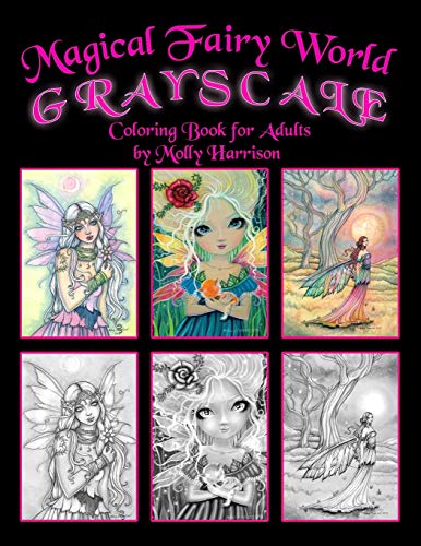 Magical Fairy World Grayscale Coloring Book by Molly Harrison: Fairies, Mermaids, a Unicorn and More! von Independently Published