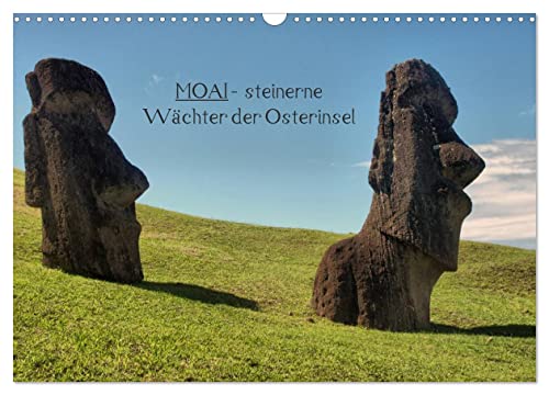 MOAI - steinerne Wächter der Osterinsel (Wandkalender 2024 DIN A3 quer), CALVENDO Monatskalender
