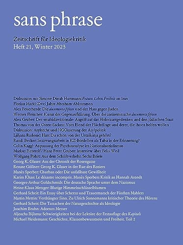 sans phrase: Zeitschrift für Ideologiekritik; Heft 21, Winter 2023