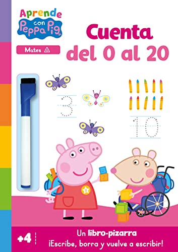 Peppa Pig. Primeros aprendizajes - Aprendo con Peppa Pig. Cuenta del 0 al 20 (Libro-pizarra): ¡Escribe, borra y vuelve a escribir! (Altea)