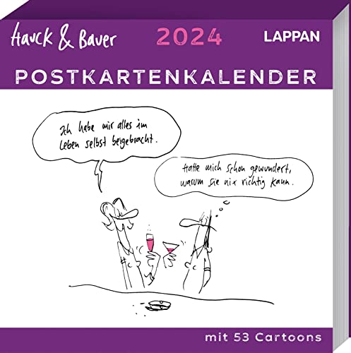 Hauck & Bauer Postkartenkalender 2024: Cartoons zum Aufstellen und Verschicken: Wochenkalender mit 53 Postkarten für Menschen mit Humor