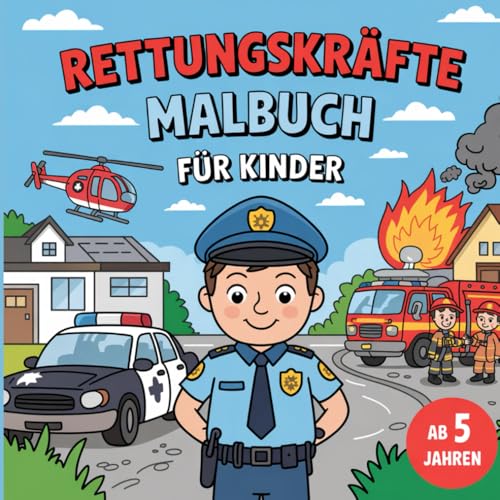 Rettungskräfte Malbuch für Kinder ab 5 Jahren mit 50 spannenden Ausmalbildern von Independently published