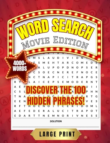 Word Search Movie Edition For Adult Large Print: 100 puzzles dedicated to the most famous movies. Find the hidden quotes! von Independently published